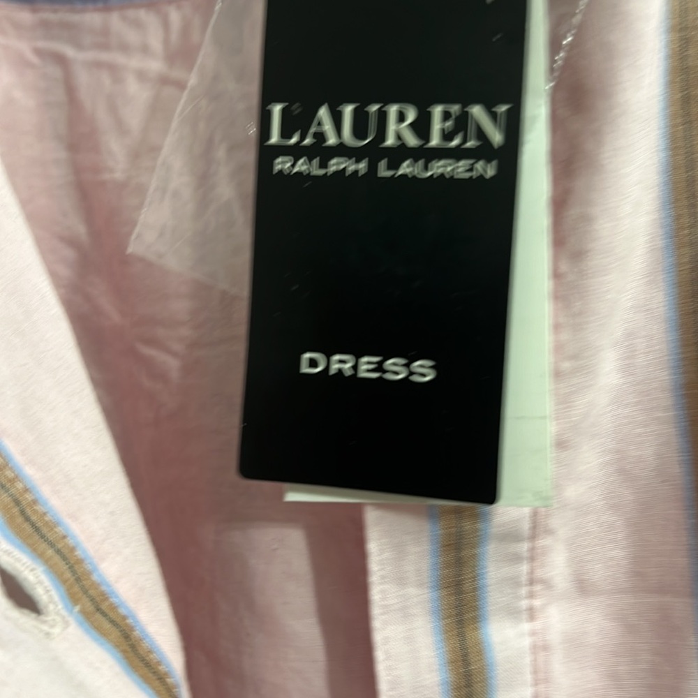 Pink Striped Button-Up Dress Lauren Ralph Lauren
Size 6. Full sleeve - Picture 2 of 9